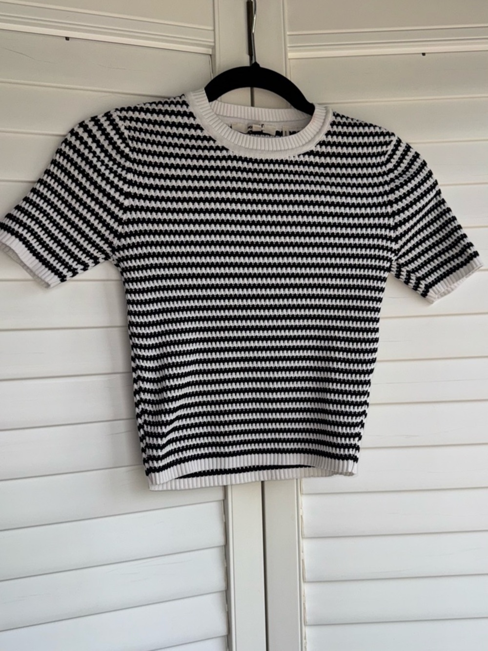 Striped Black & White Short Sleeve Knit Tee